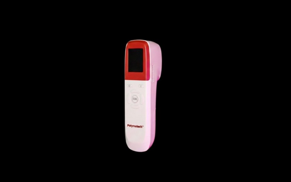 Ravaye E2 Vein Finder handheld unit, model PM-VF-100, showing the display and directional control pad.